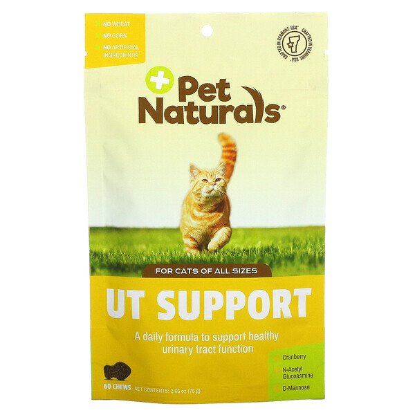 UT Support, Для кошек, всех размеров, 60 жевательных таблеток, 2,65 унции (75 г) Pet Naturals of Vermont