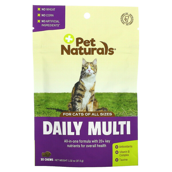 Daily Multi, для кошек, всех размеров, 30 жевательных таблеток, 1,32 унции (37,5 г) Pet Naturals of Vermont