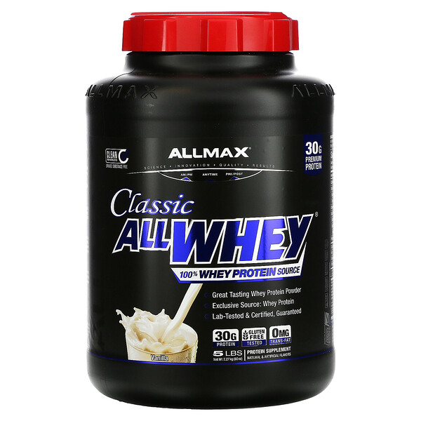 AllWhey Classic, 100% источник сывороточного протеина, ваниль, 5 фунтов (2,27 кг) ALLMAX
