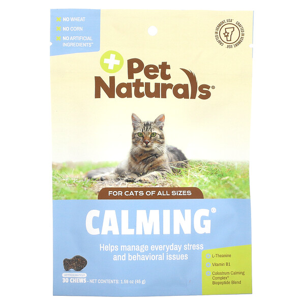 Calming, Для кошек, 30 жевательных таблеток, 1,59 унции (45 г) Pet Naturals of Vermont