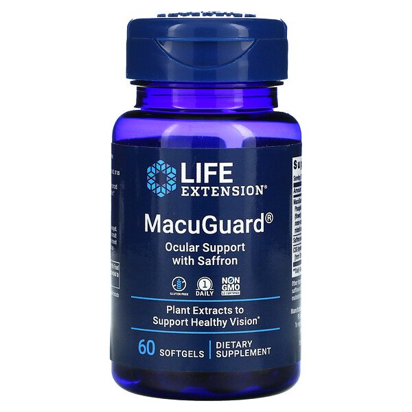 MacuGuard, Поддержка глаз с шафраном, 60 мягких таблеток Life Extension