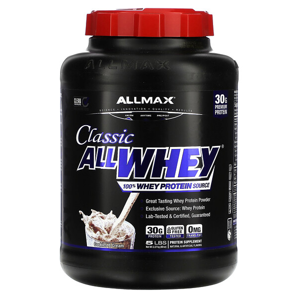 Classic AllWhey, 100% Whey Protein Source, Cookies & Cream (Крем), 5 lbs. (2.27 kg) ALLMAX