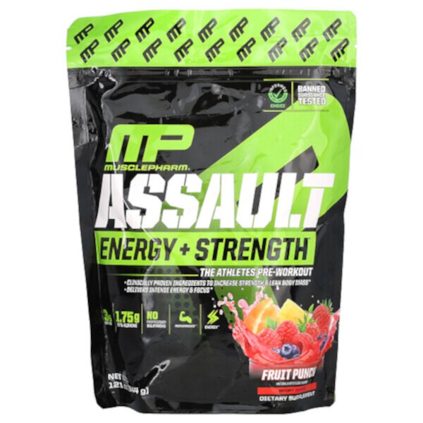 Assault Energy + Strength, Фруктовый пунш, 12,1 унции (344 г) MusclePharm