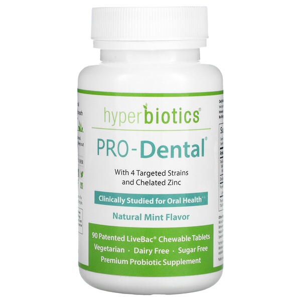 PRO-Dental, Натуральный вкус мяты, 90 жевательных таблеток Hyperbiotics