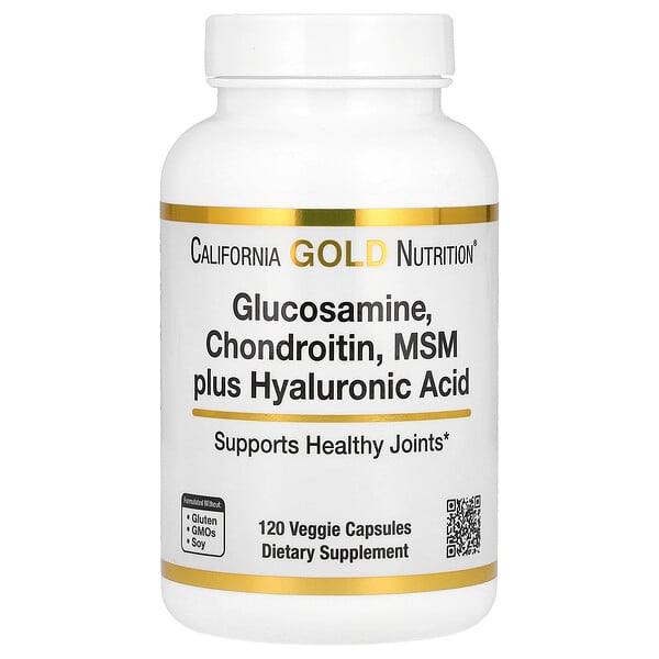 Глюкозамин, хондроитин, МСМ плюс гиалуроновая кислота, 120 растительных капсул California Gold Nutrition