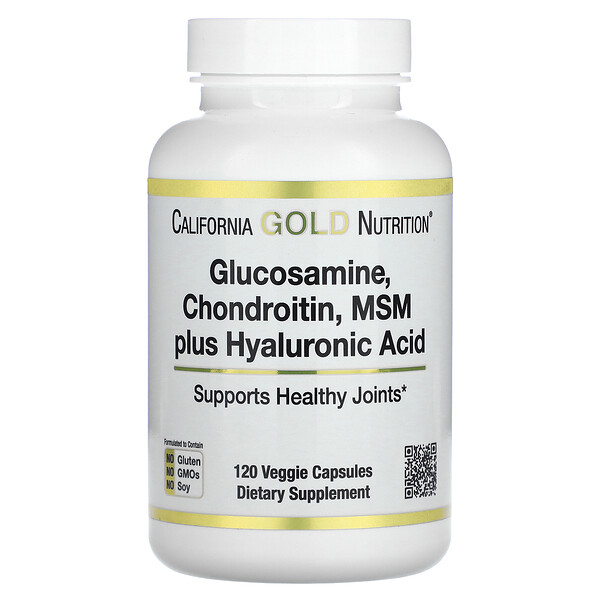 Glucosamine, Chondroitin, MSM Plus Hyaluronic Acid, 120 Veggie Caps California Gold Nutrition
