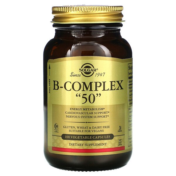 Комплекс витаминов группы В "50", 100 растительных капсул Solgar
