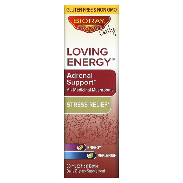Loving Energy, Поддержка надпочечников с лекарственными грибами, без спирта, 2 жидких унции (60 мл) Bioray Inc.