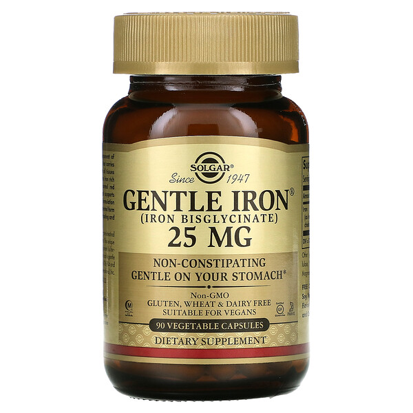 Gentle Iron, 25 мг, 90 растительных капсул Solgar