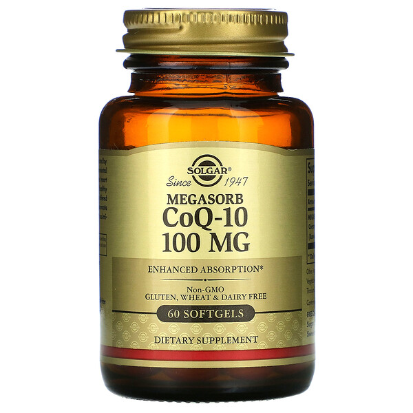 Megasorb CoQ-10, 100 мг, 60 мягких таблеток Solgar