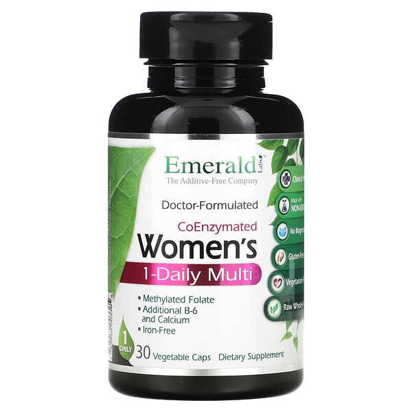 Мультивитамины для женщин с коэнзимом, 1 раз в день, 30 растительных капсул Emerald Labs
