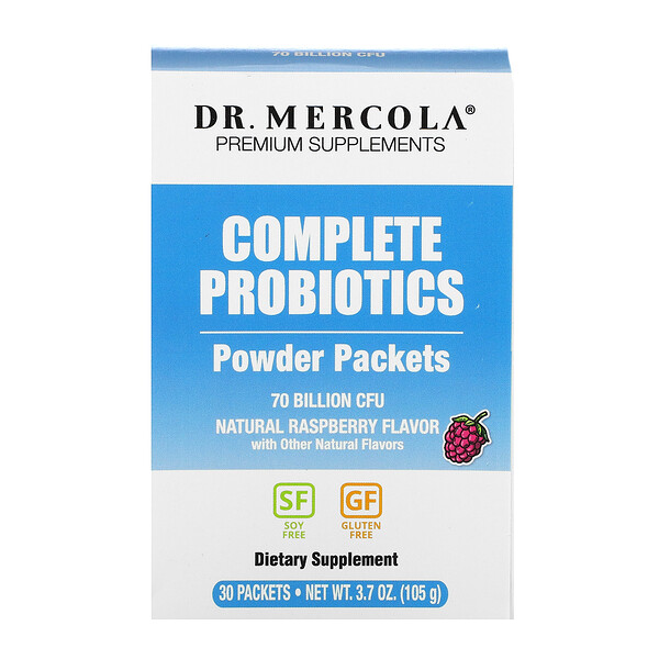 Complete Probiotics Powder (Порошок) Packets (Пакеты ), Natural Raspberry , 70 Billion CFU, 30 Packets, 0.12 oz (Унции) (3.5 g) Each Dr. Mercola