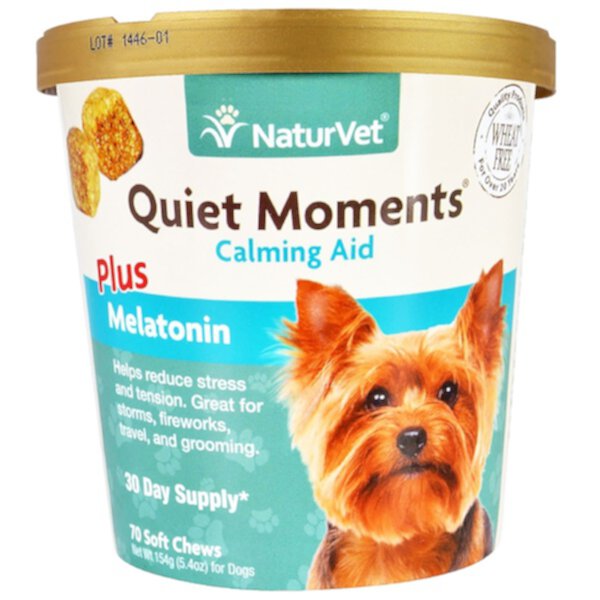 Quiet Moments, Calming Aid Plus Melatonin, для собак, 70 мягких жевательных таблеток, 154 г (5,4 г) NaturVet