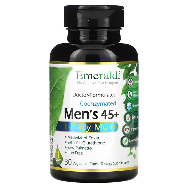 Men's 45+ 1-Daily Multi, 30 растительных капсул Emerald Labs
