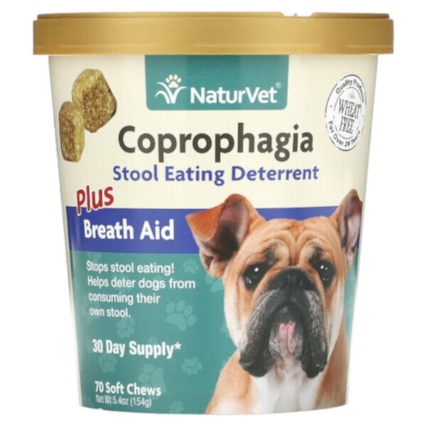 Coprophagia Plus Breath Aid, средство от поедания стула, 70 мягких жевательных таблеток, 5,4 унции (154 г) NaturVet
