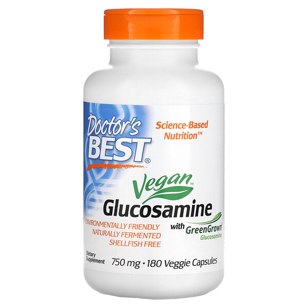 Веганский Глюкозамин с GreenGrown, 750 мг, 180 растительных капсул - Doctor's Best Doctor's Best