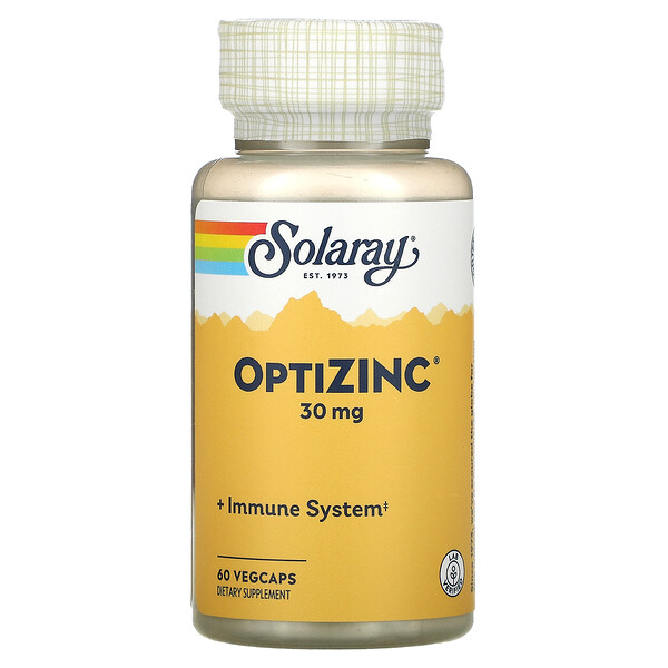 Оптицинк, 30 мг, 60 растительных капсул Solaray