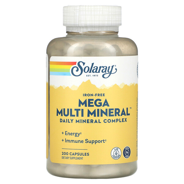 Мега Мульти Минерал, Без Железа - 200 капсул - Solaray Solaray
