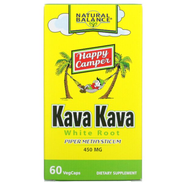 Happy Camper, Kava Kava Белый Корень - 450 мг - 60 растительных капсул - Natural Balance Natural Balance