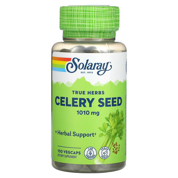 Семена сельдерея, 1010 мг, 100 растительных капсул (505 мг на капсулу) Solaray