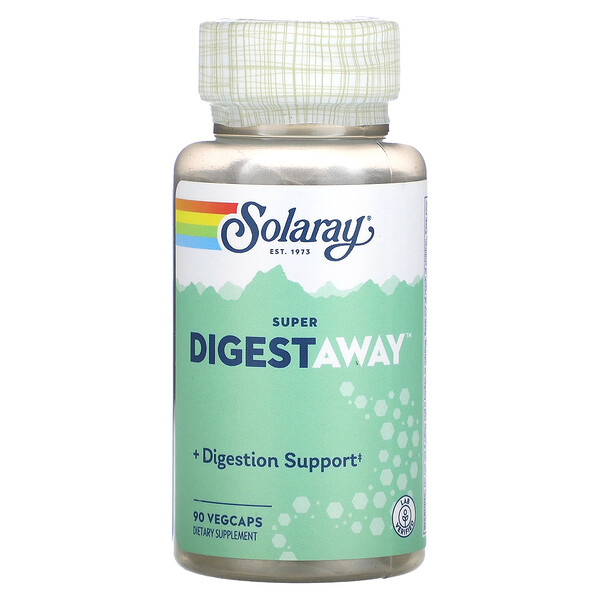 Super Digestaway, Смесь пищеварительных ферментов, 90 растительных капсул Solaray