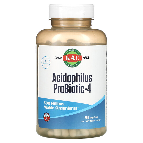 Acidophilus Probiotic-4, 250 растительных капсул KAL