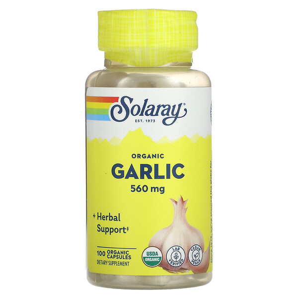 Organic Garlic, 560 mg, 100 Organic Capsules (Капсулы) Solaray