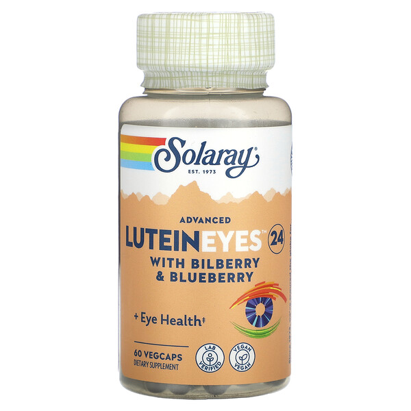 Advanced, Лютеин для глаз 24, 24 мг, 60 растительных капсул Solaray
