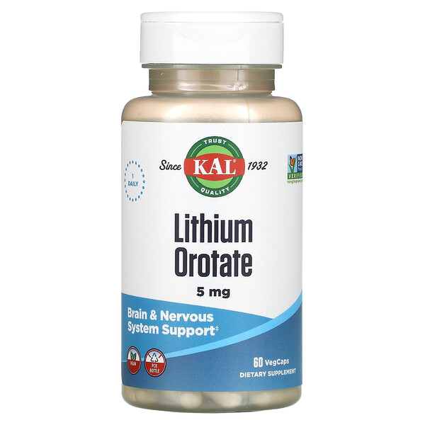 Лития оротат, 5 мг, 60 растительных капсул KAL