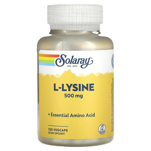L-лизин, 500 мг, 120 растительных капсул Solaray