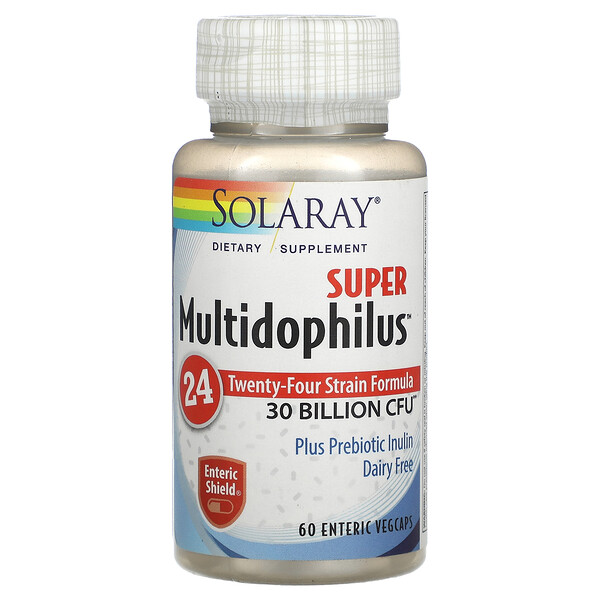 Super Multidophilus, 30 миллиардов КОЕ - 60 энтеросолюбельных вегетарианских капсул - Solaray Solaray