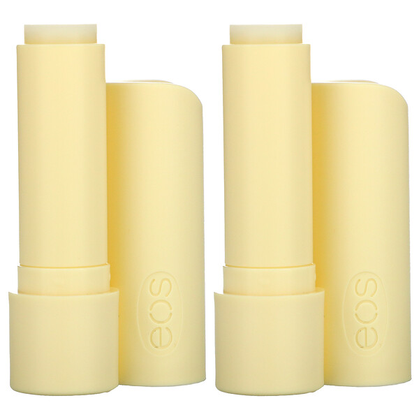 Organic 100% Natural Shea Lip Balm, Vanilla Bean, 2 упаковки, 0,14 унции (4 г) каждая Eos