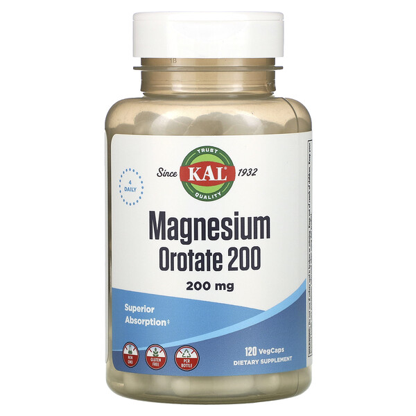Магний Оротат 200 - 200 мг - 120 растительных капсул - KAL KAL