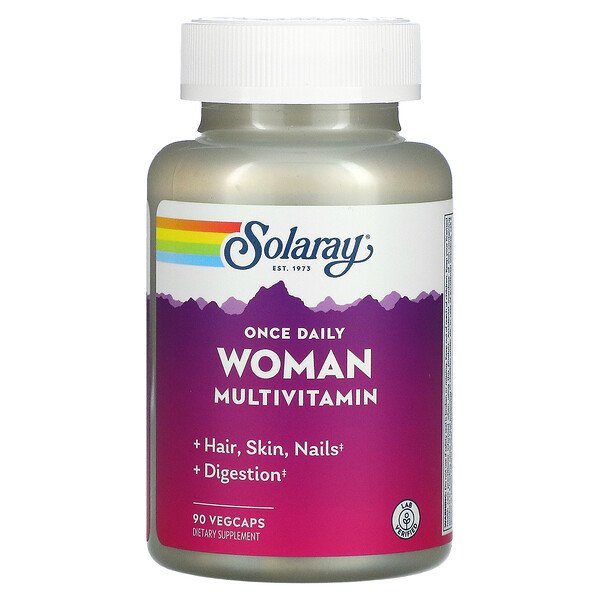 Once Daily, мультивитамины для женщин, 90 растительных капсул Solaray