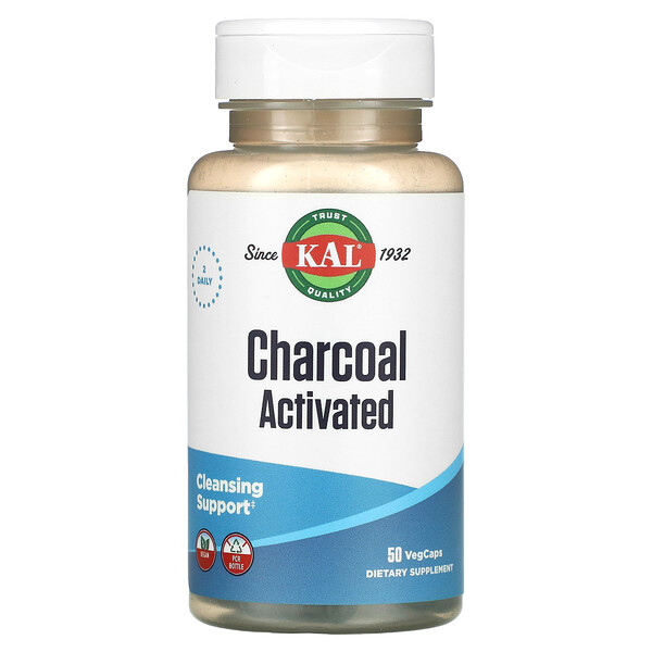 Активированный уголь, 280 мг, 50 растительных капсул KAL