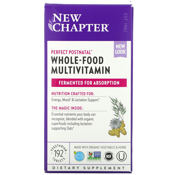 Perfect Postnatal Whole-Food Multivitamin, 192 вегетарианских таблетки New Chapter
