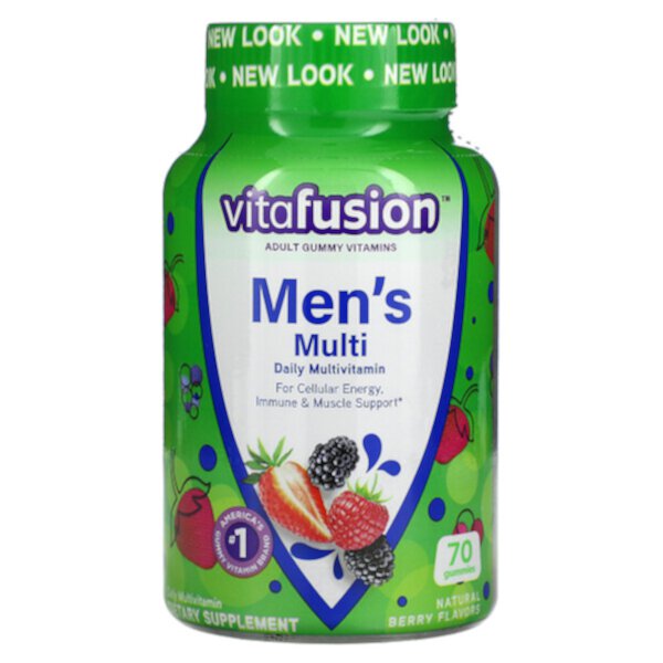 Men's Multi, Ежедневные мультивитамины, натуральные ягоды, 70 жевательных таблеток Vitafusion