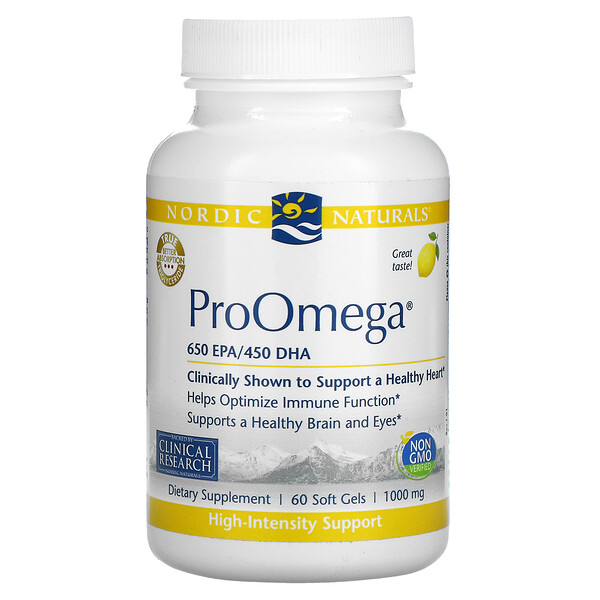 ProOmega, Лимон, 1000 мг, 60 мягких желатиновых капсул Nordic Naturals