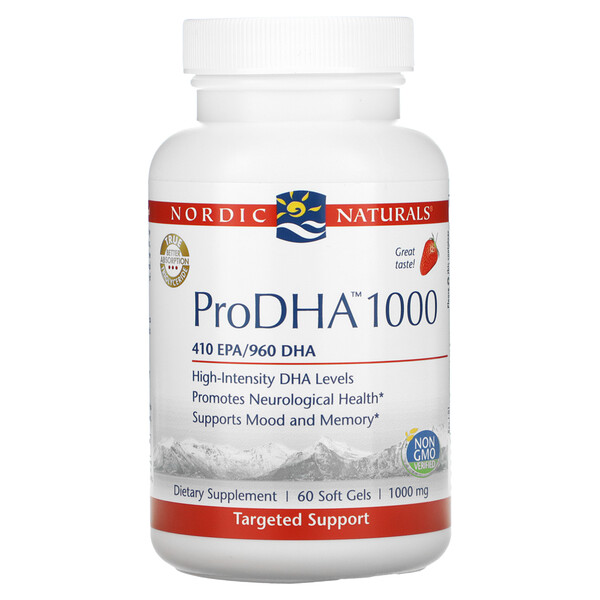 ProDHA 1000, Клубника, 1000 мг, 60 мягких таблеток Nordic Naturals