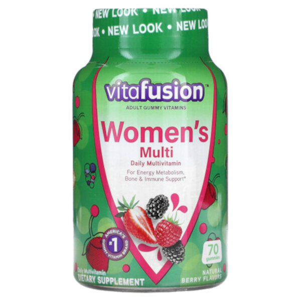 Комплекс мультивитаминов для женщин, натуральный ягодный вкус, 70 жевательных таблеток Vitafusion