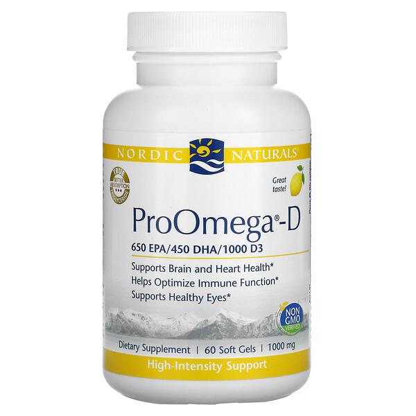 ProOmega-D, Лимон, 1000 мг, 60 мягких желатиновых капсул Nordic Naturals
