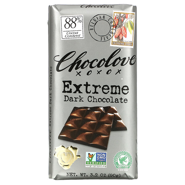Extreme Dark Chocolate, 88% содержания какао, 3,2 унции (90 г) Chocolove