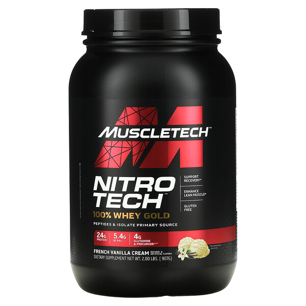 Nitro Tech, 100% Whey Gold, Ванильное мороженое - 907 г - Muscletech Muscletech