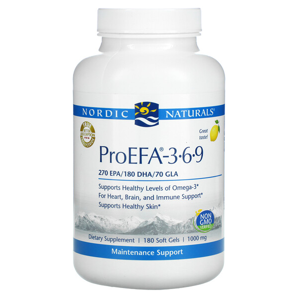 ProEFA - 3-6-9, лимон, 1000 мг, 180 мягких таблеток Nordic Naturals