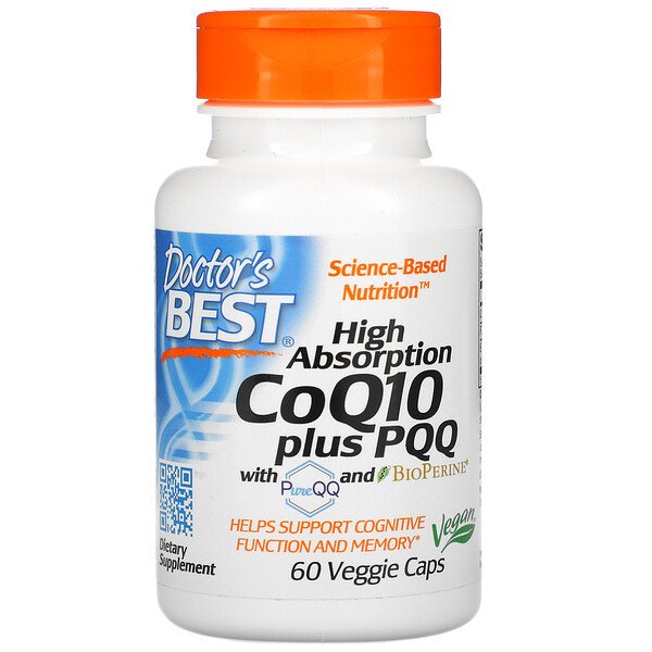 CoQ10 100 мг, PQQ 20 мг, 60 растительных капсул Doctor's Best