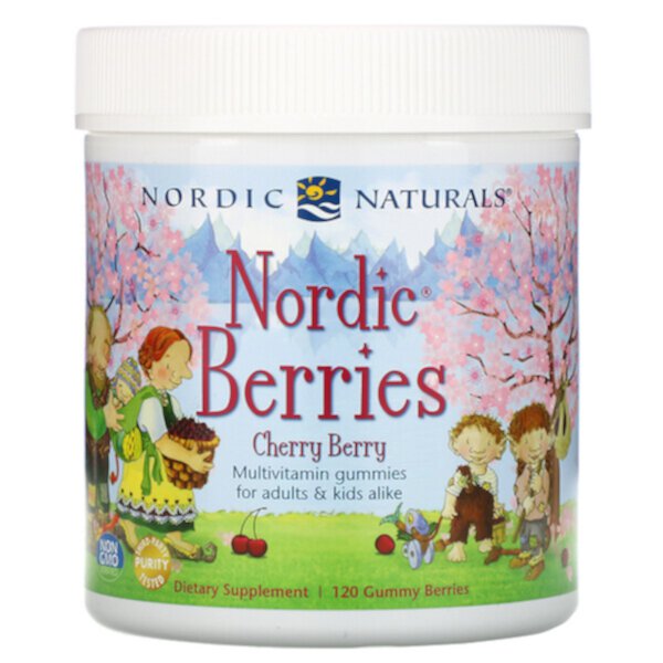Nordic Berries, Вишневые ягоды, 120 мармеладных ягод Nordic Naturals