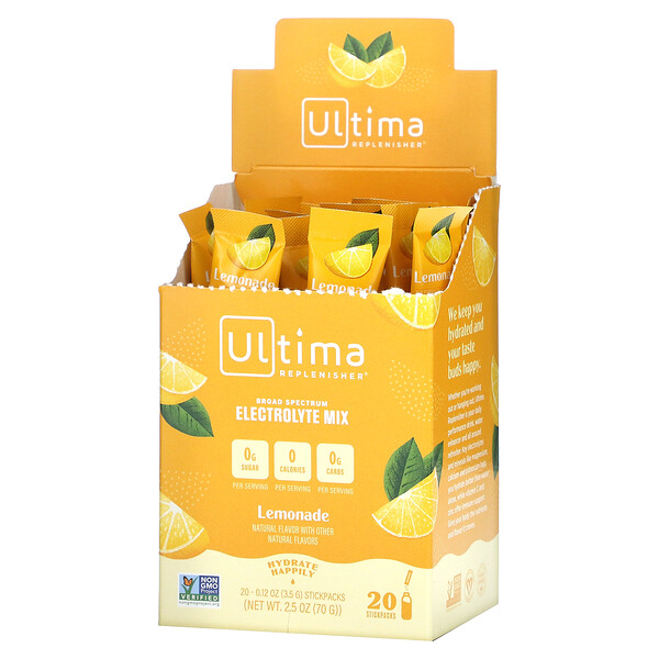 Electrolyte Drink Mix, лимонад, 20 пакетиков по 0,12 унции (3,5 г) каждый Ultima