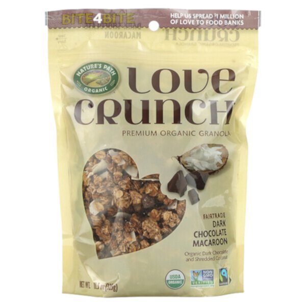 Love Crunch, Органическая гранола премиум-класса, миндальное печенье с темным шоколадом, 11,5 унций (325 г) Nature's Path
