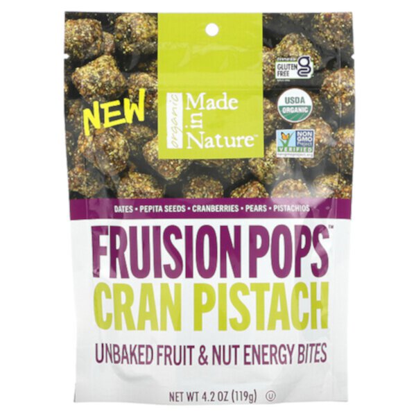 Organic Fruision Pops, клюквенные фисташки, 4,2 унции (119 г) Made in Nature