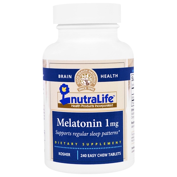 Мелатонин, 1 мг, 240 таблеток Easy Chew NutraLife